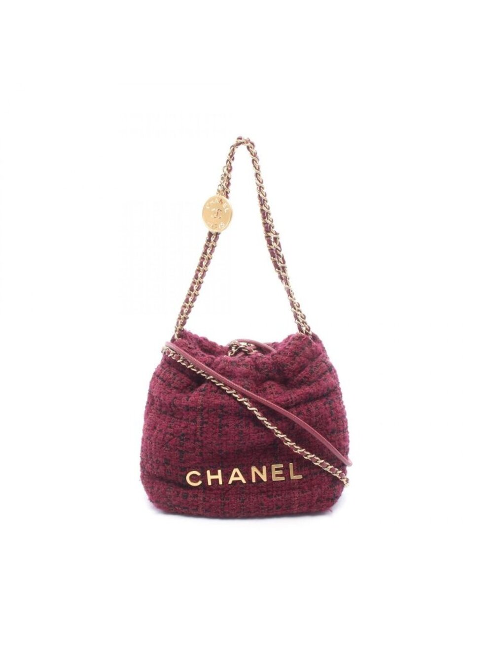 Chanel Shoulder Bag 22 Mini Winered Leather 22 Quilted Chain